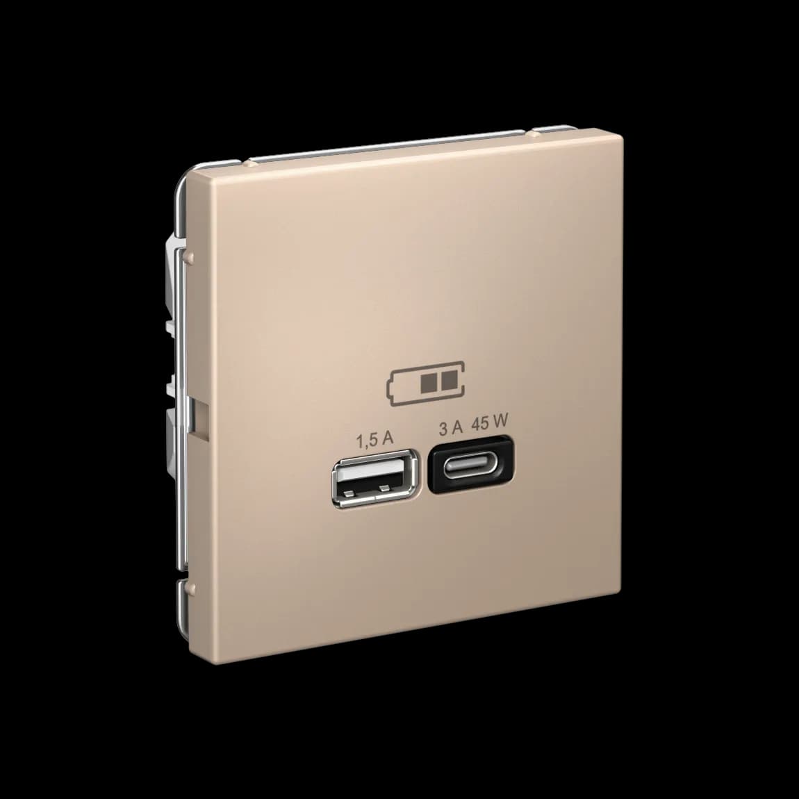 Дизайнерская розетка с портами USB Type-A и Type-C Systeme Electric ArtGallery, цвет песочный