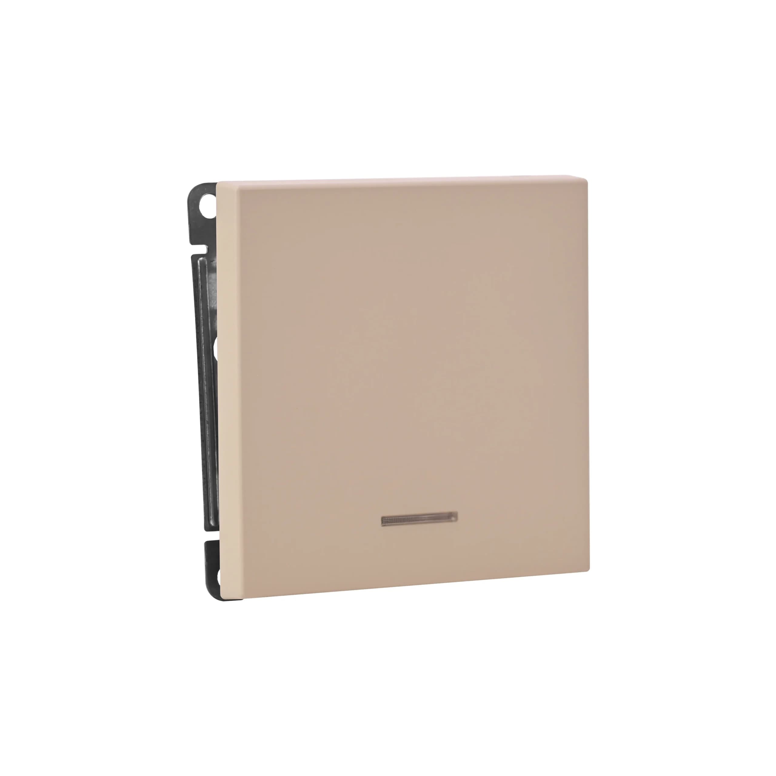 Дизайнерский выключатель однокнопочный с подсветкой Systeme Electric ArtGallery, цвет песочный