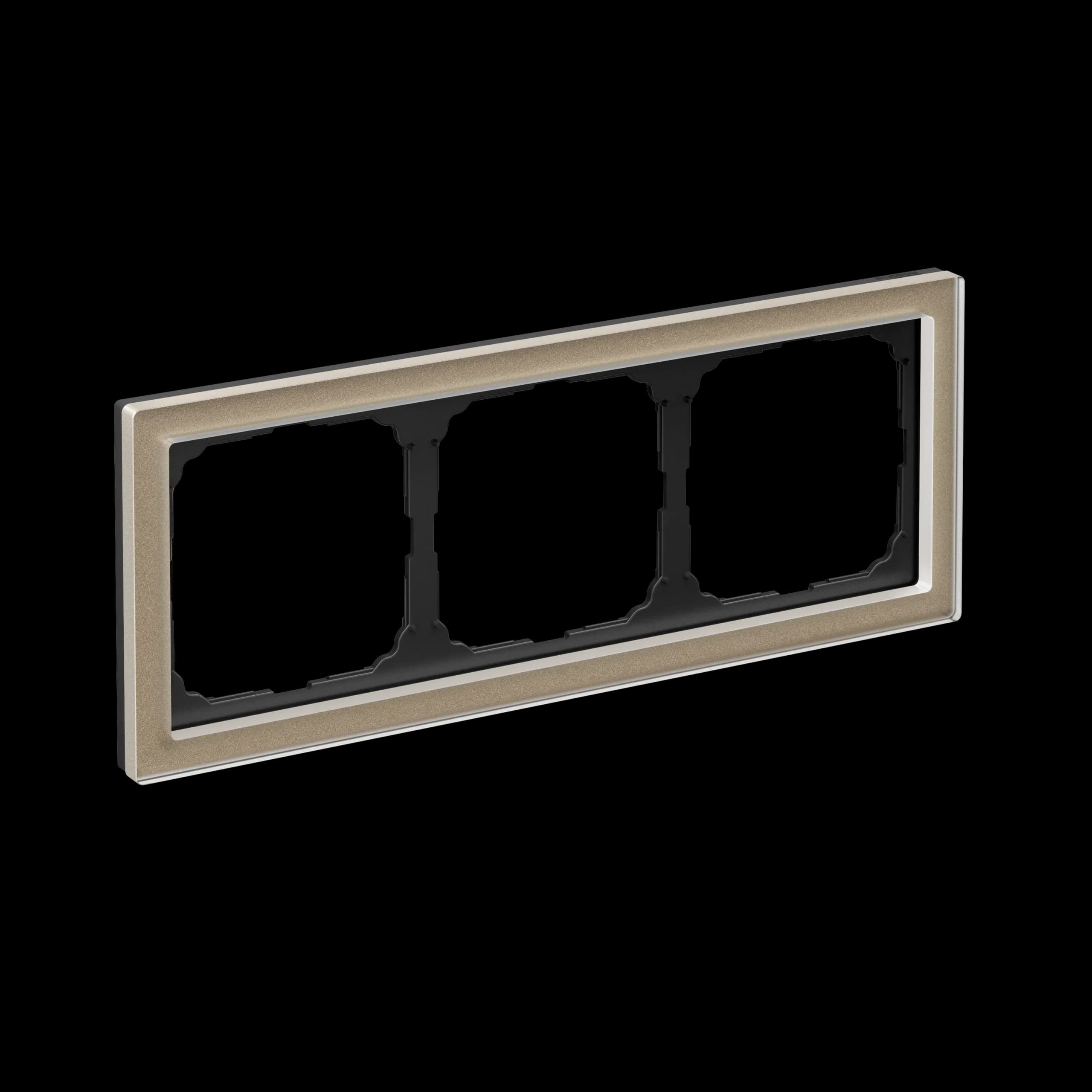Дизайнерская рамка на 3 места (модуля) серии ArtGallery Pure, цвет шампань, ультратонкий профиль