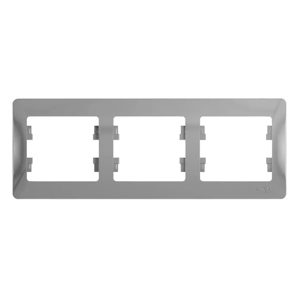 Рамка трехместная (3-постовая) Systeme Electric (Schneider) Glossa, цвет алюминий