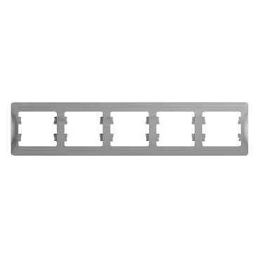 Рамка пятиместная (5-постовая) Systeme Electric (Schneider) Glossa, цвет алюминий