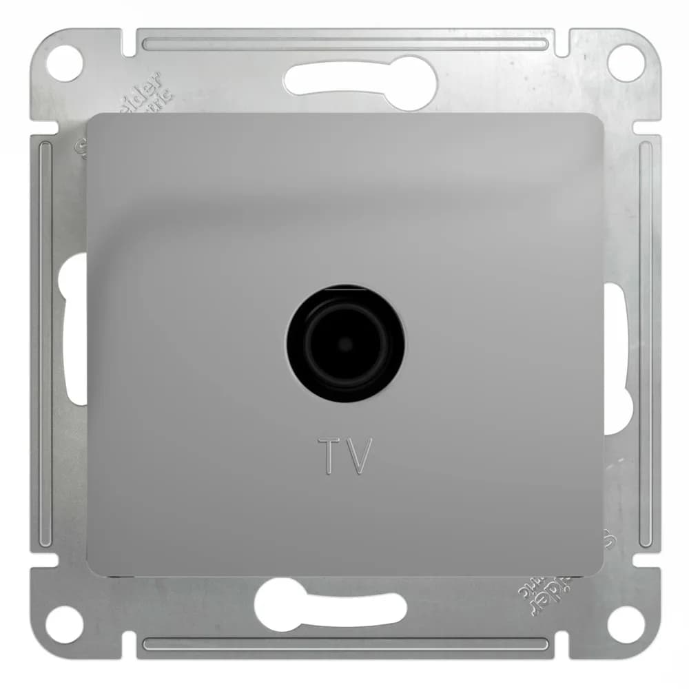 Розетка телевизионная проходная Systeme Electric (Schneider) Glossa, цвет алюминий