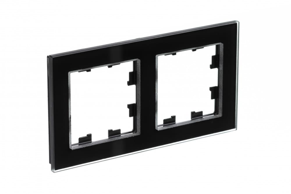 Рамка 2-местная Systeme (Schneider) Electric AtlasDesign Nature черный глянец ATN321002 для розеток и выключателей