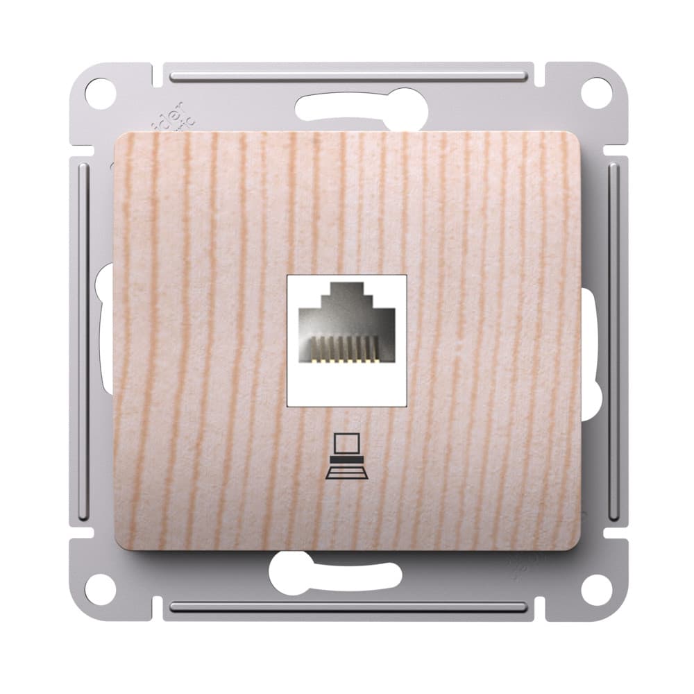 Розетка компьютерная Schneider Electric Glossa рисунок сосна RJ-45 GSL001581K
