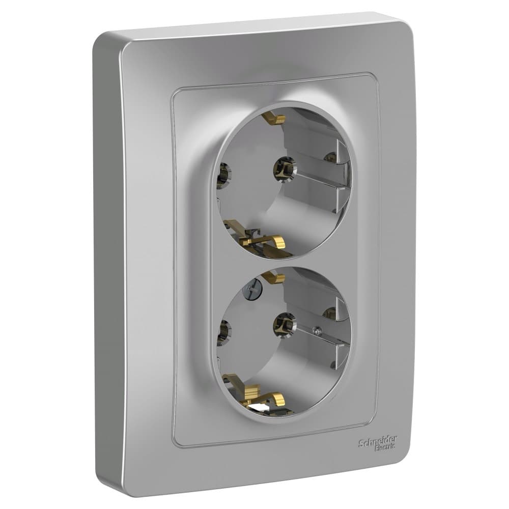 Розетка двойная с заземлением Schneider Electric Blanca алюминий BLNRS001023