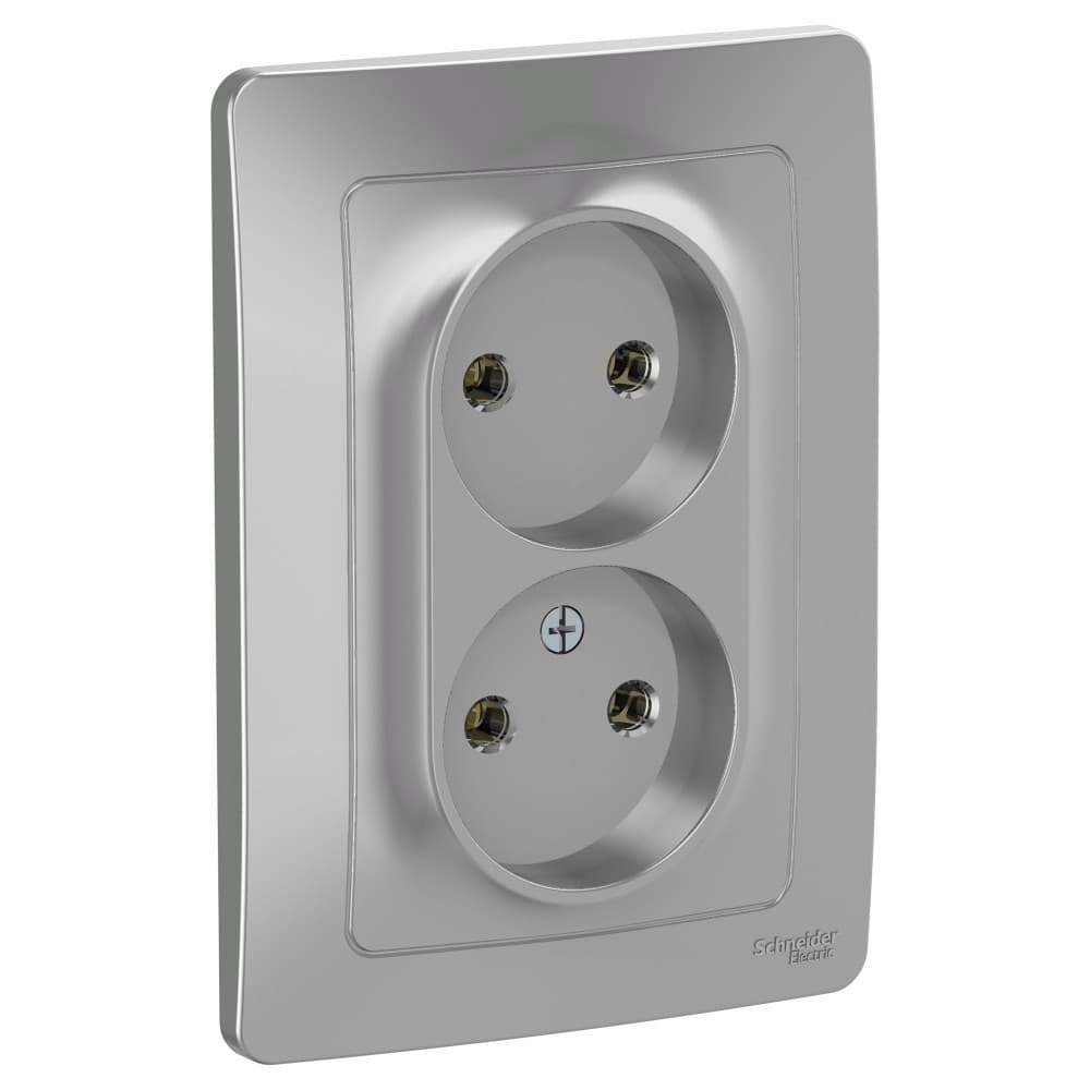 Розетка двойная без заземления Schneider Electric Blanca алюминий BLNRS000023