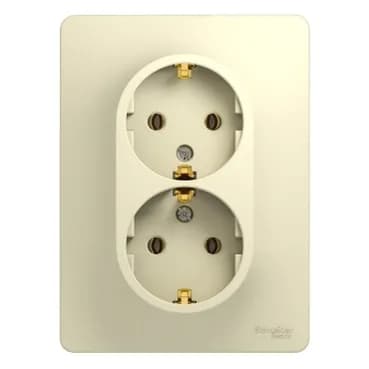 Розетка двойная силовая с заземлением Systeme Electric (Schneider) Glossa, цвет бежевый