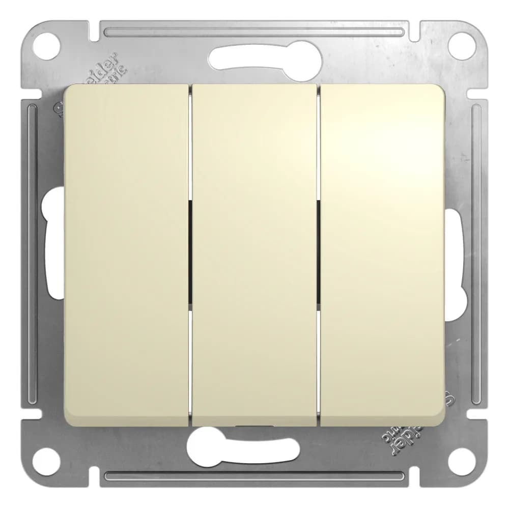 Выключатель трехклавишный Systeme Electric (Schneider) Glossa, цвет бежевый