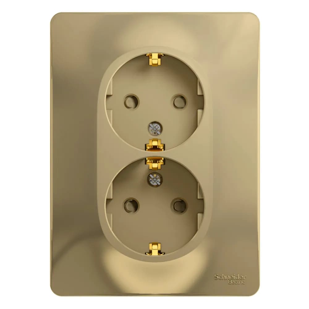 Розетка двойная силовая с заземлением и защитными шторками Systeme Electric (Schneider) Glossa, цвет титан
