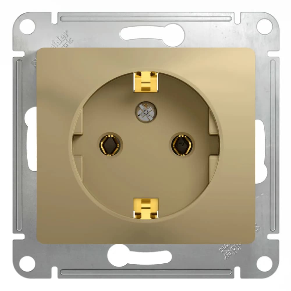 Розетка силовая с заземлением Systeme Electric (Schneider) Glossa, цвет титан