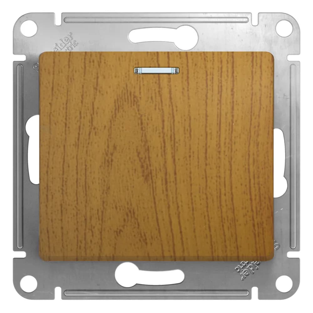 Выключатель одноклавишный с подсветкой Systeme Electric (Schneider) Glossa, цвет дуб