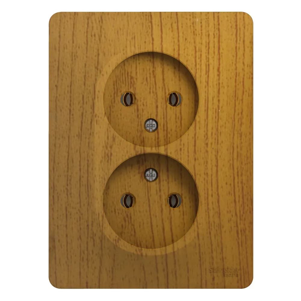 Розетка двойная силовая без заземления Systeme Electric (Schneider) Glossa, цвет дуб