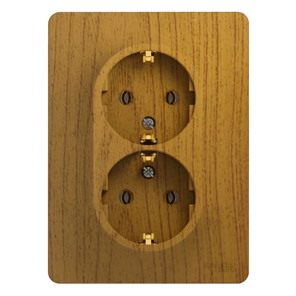 Розетка двойная силовая с заземлением Systeme Electric (Schneider) Glossa, цвет дуб