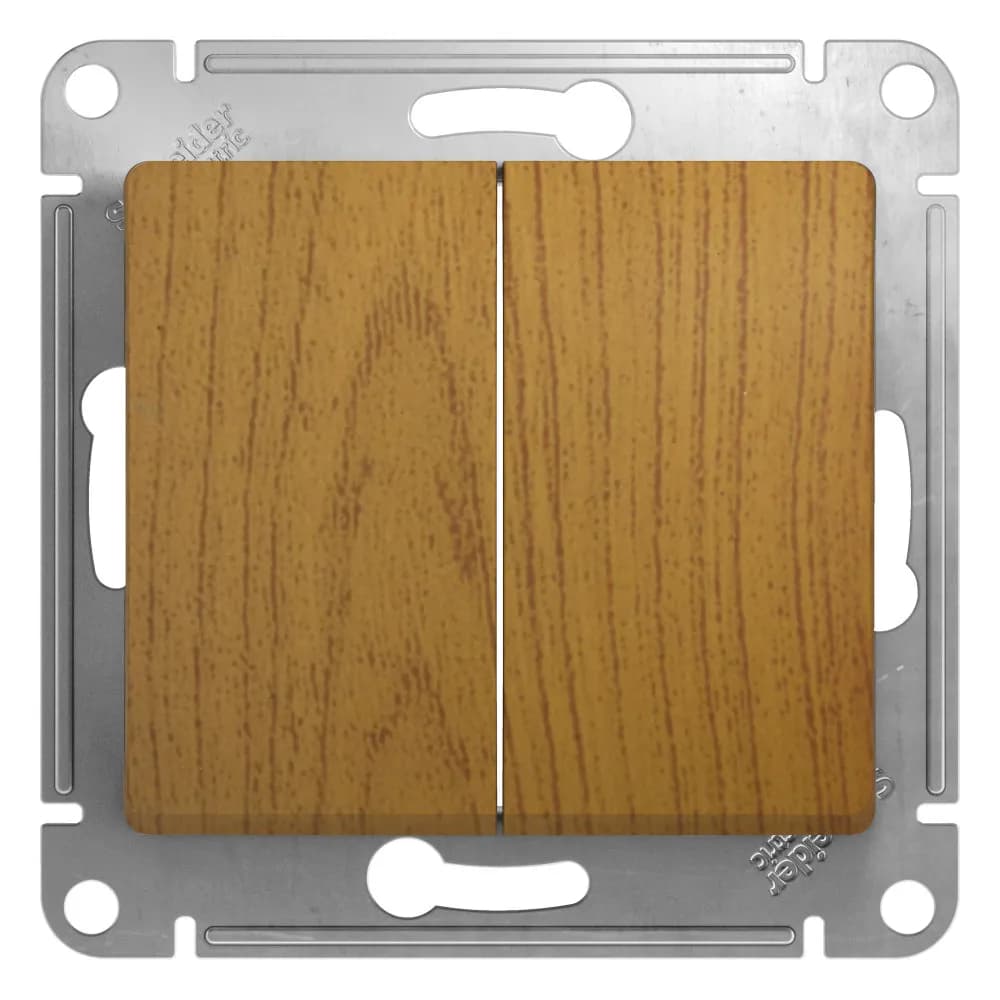 Выключатель двухклавишный Systeme Electric (Schneider) Glossa, цвет дуб