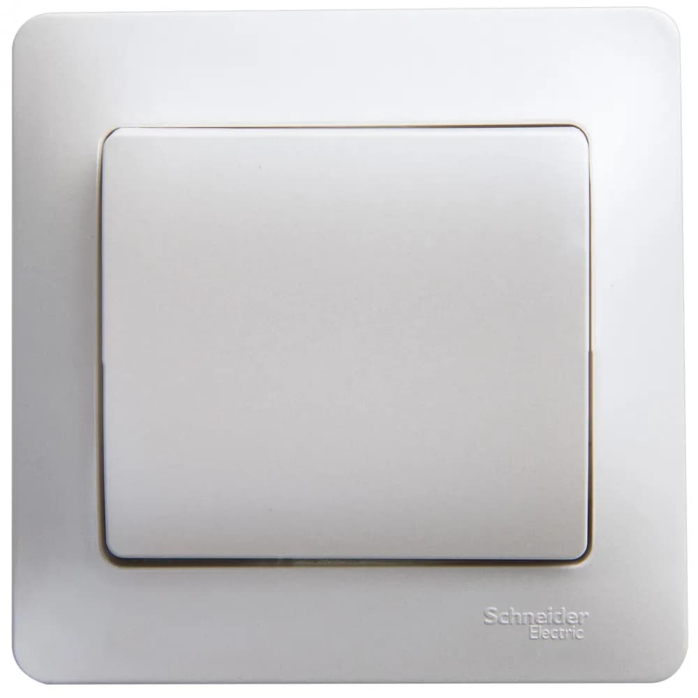 Выключатель одноклавишный с рамкой Systeme Electric (Schneider) Glossa, цвет перламутр