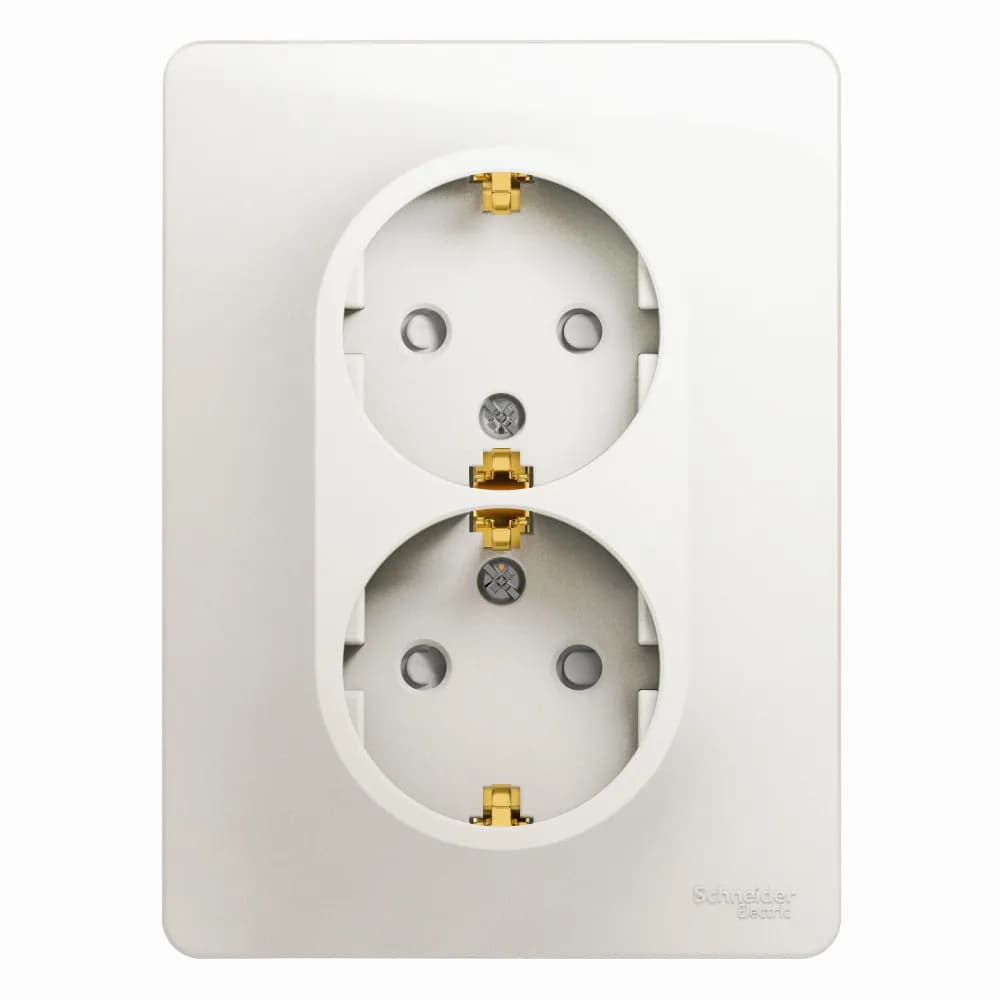 Розетка двойная силовая с заземлением и защитными шторками Systeme Electric (Schneider) Glossa, цвет перламутр