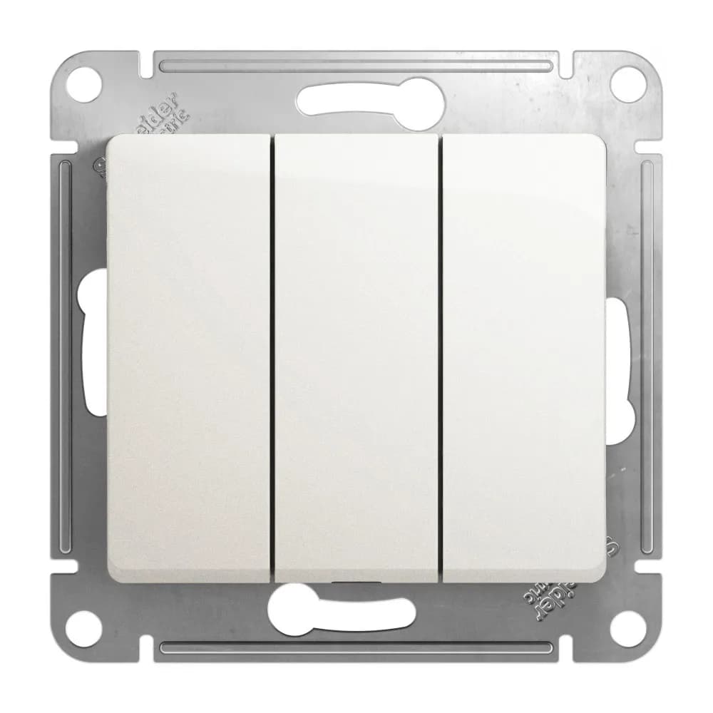 Выключатель трехклавишный Systeme Electric (Schneider) Glossa, цвет перламутр