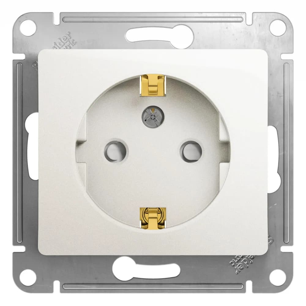 Розетка силовая с заземлением и защитными шторками Systeme Electric (Schneider) Glossa, цвет перламутр