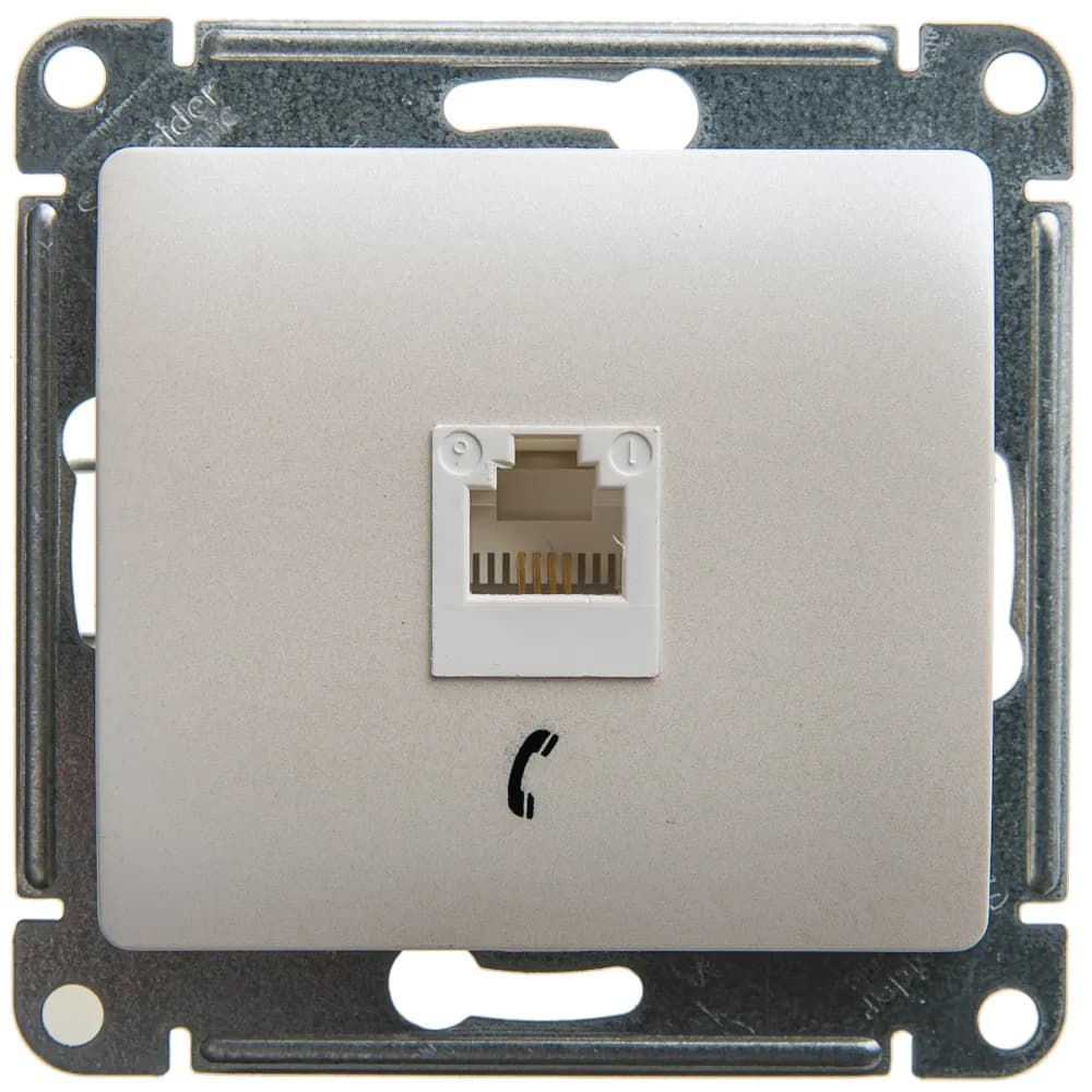 Розетка телефонная Systeme Electric (Schneider) Glossa, цвет перламутр
