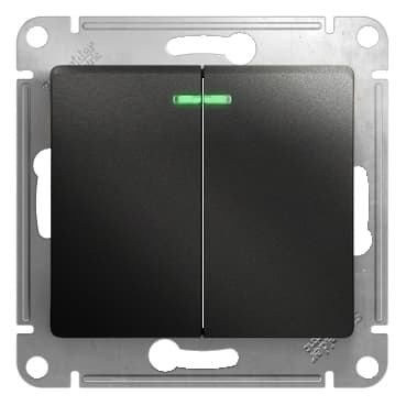 Выключатель двухклавишный с подсветкой Schneider Electric Glossa антрацит GSL000753