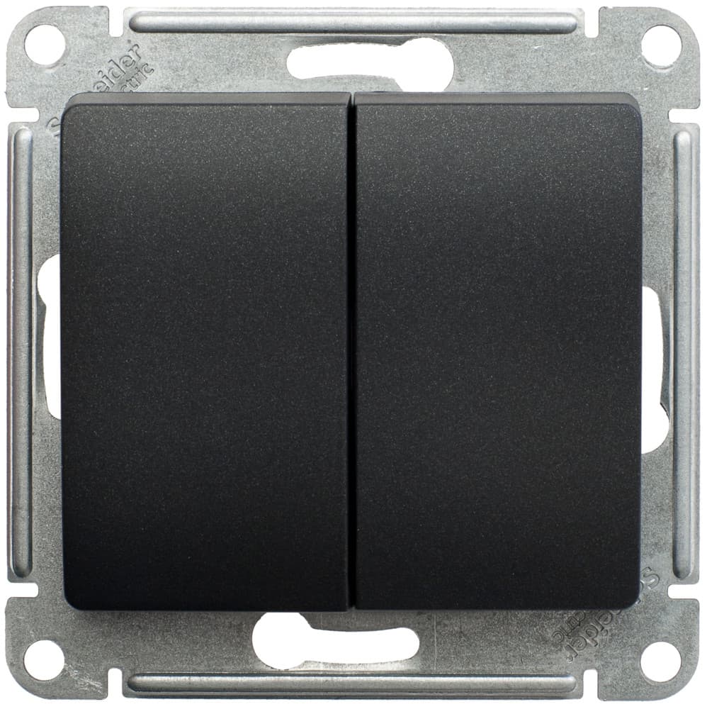 Выключатель проходной двухклавишный Schneider Electric Glossa антрацит GSL000765