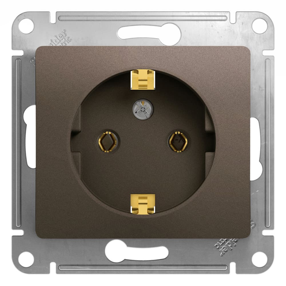 Розетка с заземлением Schneider Electric Glossa цвет шоколад GSL000843