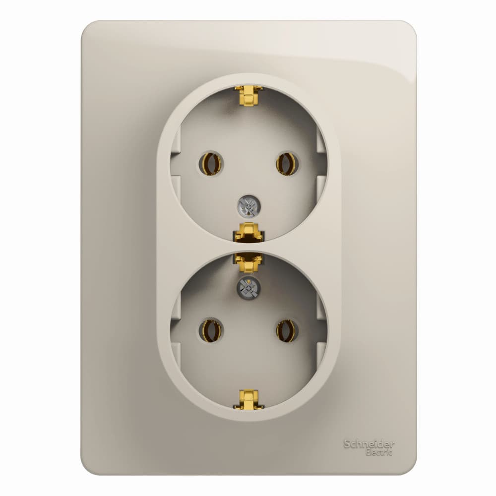 Розетка двойная с заземлением Schneider Electric Glossa молочный цвет GSL000924