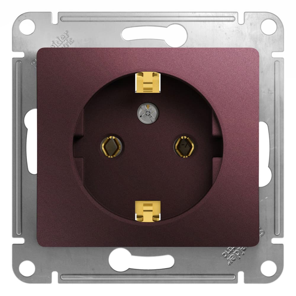 Розетка с заземлением Schneider Electric Glossa баклажановый цвет GSL001143
