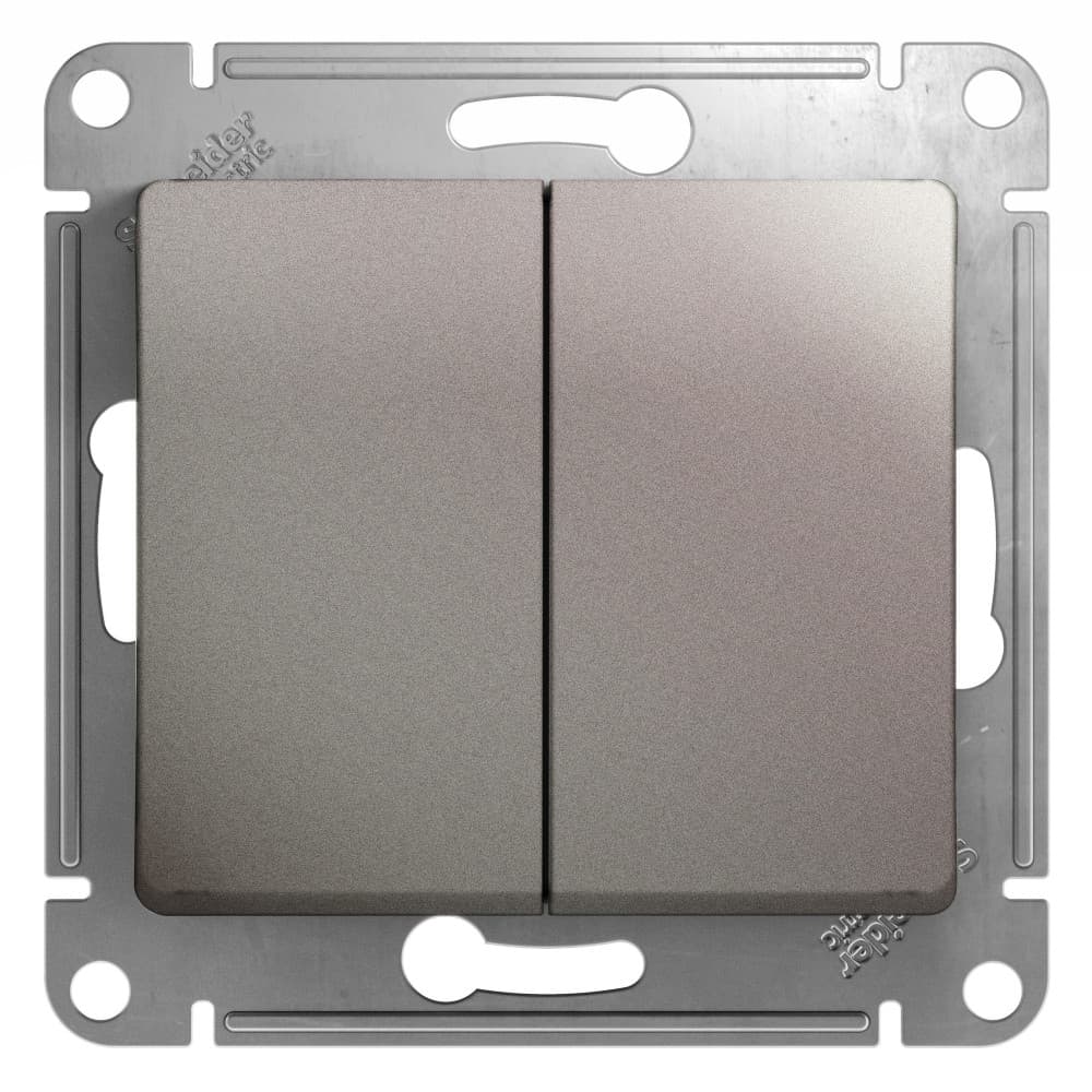 Выключатель двухклавишный Schneider Electric Glossa цвет платина GSL001251 для света