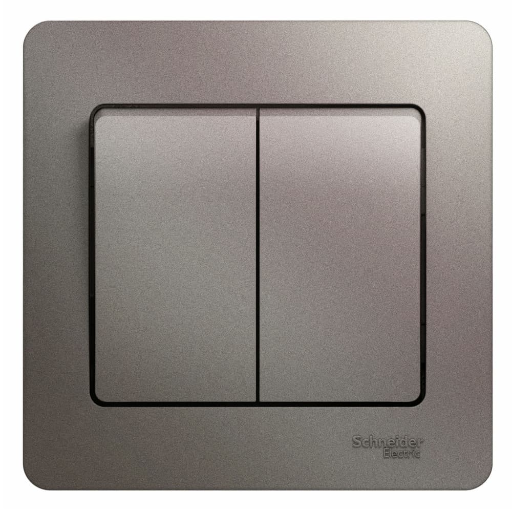 Выключатель 2-клавишный Schneider Electric Glossa цвет платина с рамкой GSL001252