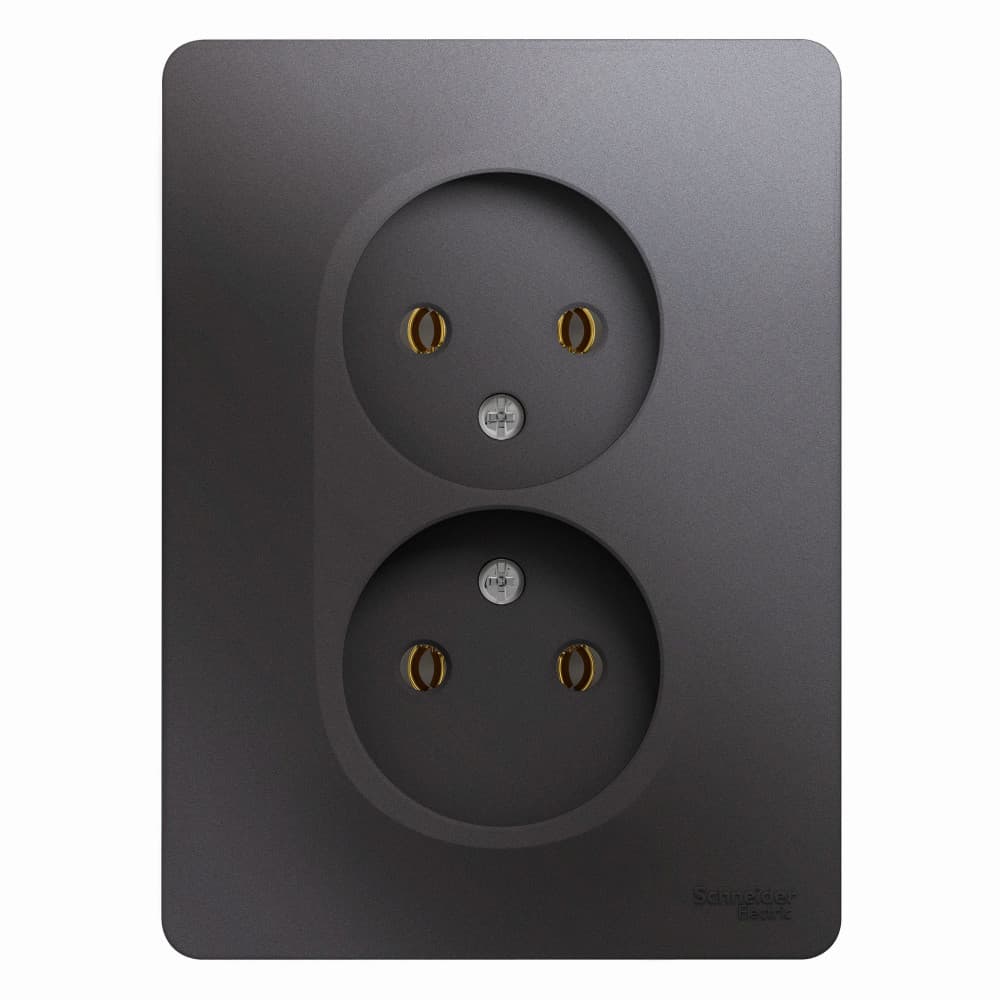 Розетка двойная без заземления Schneider Electric Glossa цвет графит GSL001320