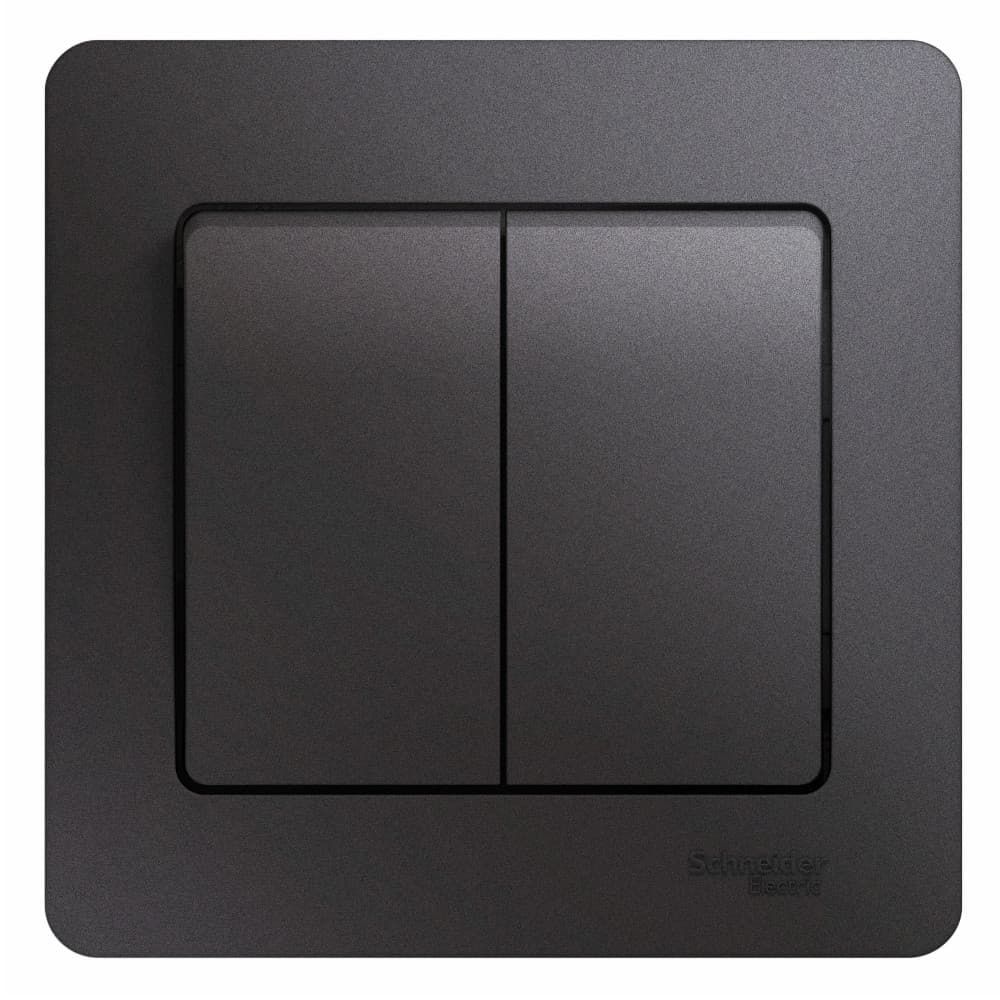 Выключатель 2-клавишный Schneider Electric Glossa цвет графит с рамкой GSL001352