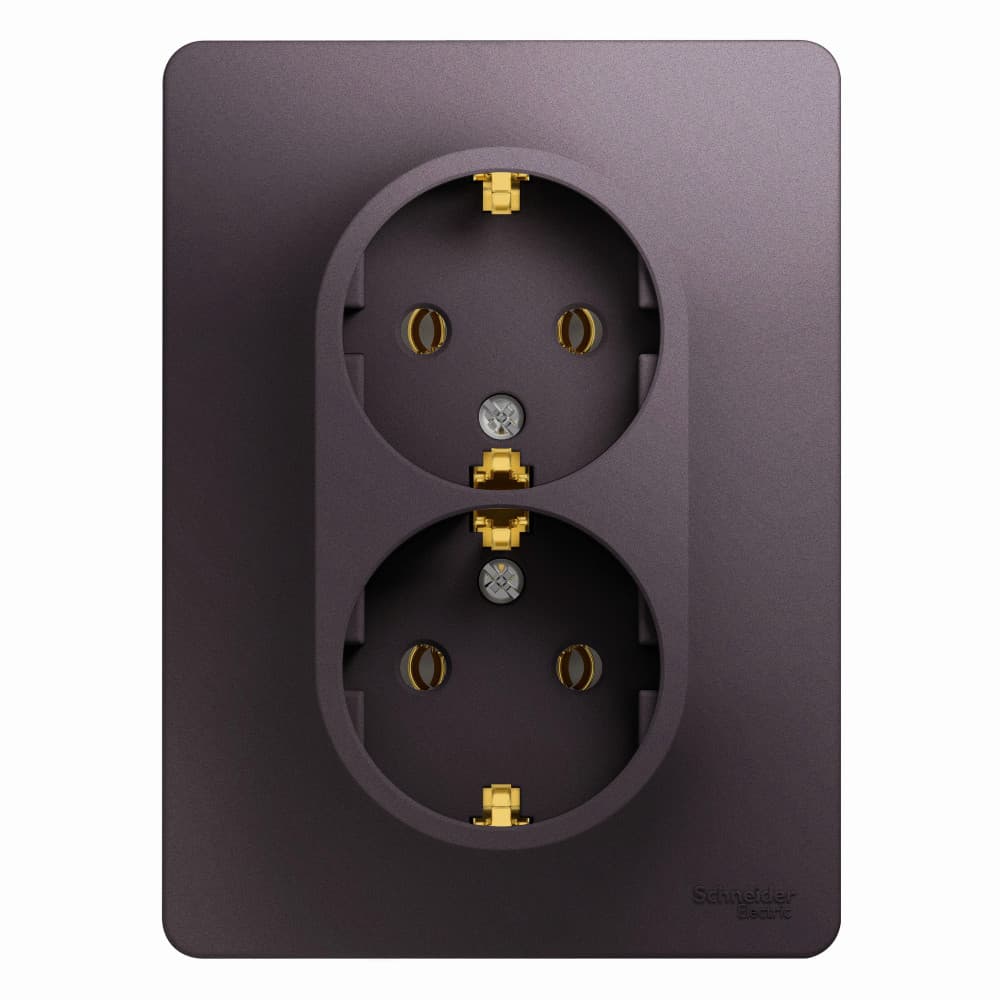 Розетка двойная с заземлением Schneider Electric Glossa сиреневый туман — купить в Electrica Shop