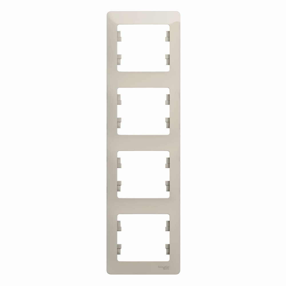 Рамка вертикальная 4-местная Schneider Electric Glossa молочный цвет GSL000908 для установки в столбик