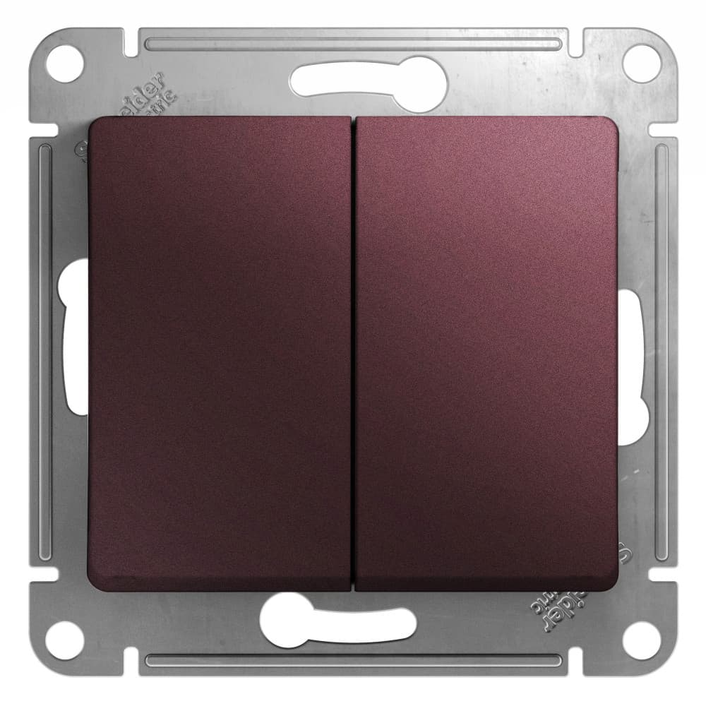 Выключатель проходной двухклавишный Schneider Electric Glossa баклажановый цвет GSL001165