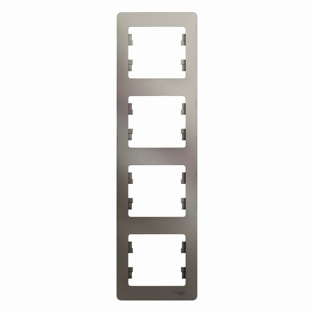 Рамка вертикальная 4-местная Schneider Electric Glossa цвет платина GSL001208 для установки в столбик