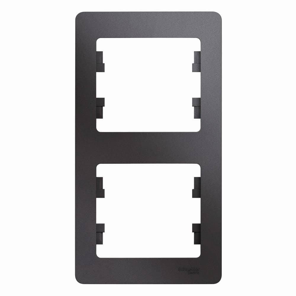 Рамка вертикальная 2-местная Schneider Electric Glossa цвет графит GSL001306 для установки друг над другом