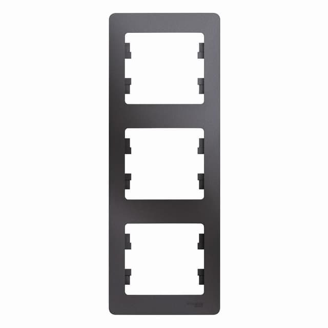 Рамка вертикальная 3-местная Schneider Electric Glossa цвет графит GSL001307 для монтажа в столбик