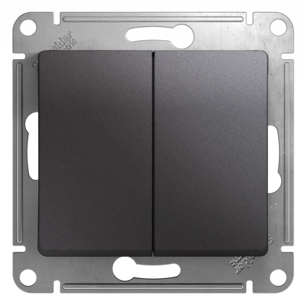 Выключатель проходной двухклавишный Schneider Electric Glossa цвет графит GSL001365