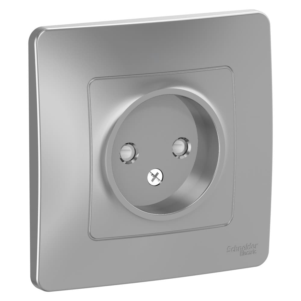 Розетка без заземления с защитными шторками Schneider Electric Blanca алюминий BLNRS000113