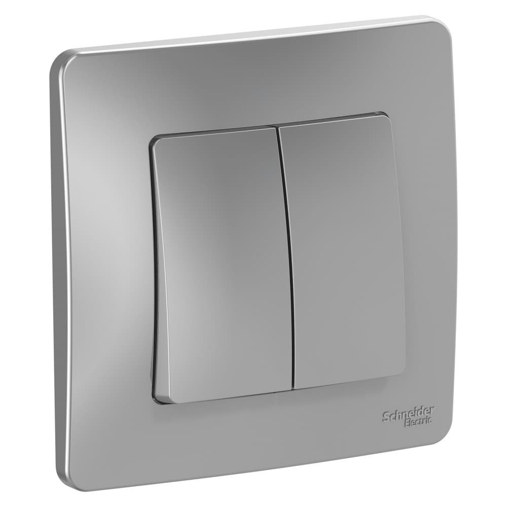 Выключатель двухклавишный Schneider Electric Blanca алюминий BLNVS010503