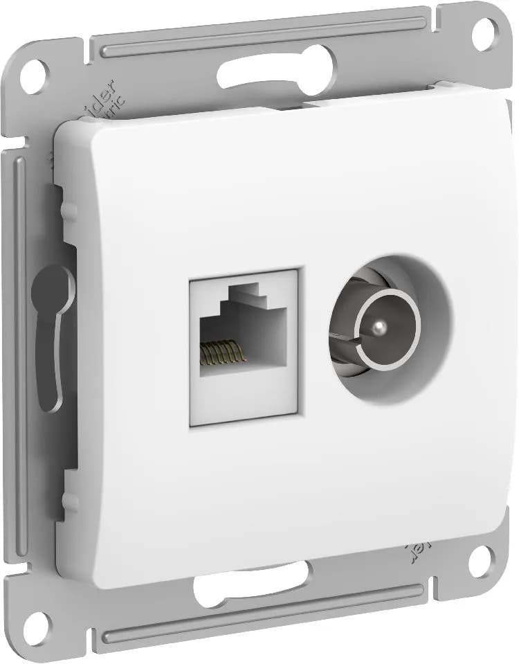 Розетка комбинированная TV и компьютерная (RJ45) Systeme Electric (Schneider) Glossa, цвет белый