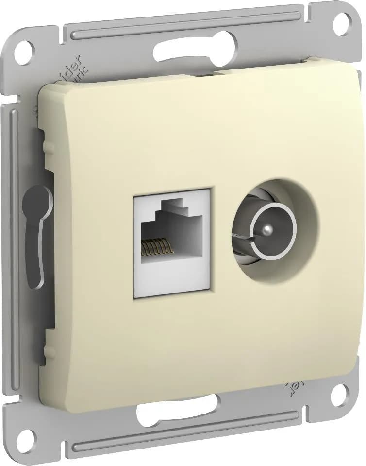 Розетка двойная TV + компьютерная Systeme Electric Glossa бежевый GSL000289 | Купить в Electrica Shop