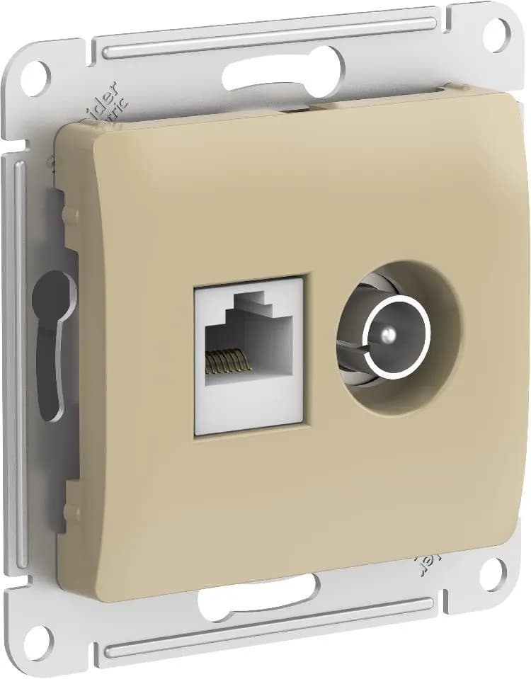 Розетка комбинированная TV и компьютерная (RJ45) Systeme Electric (Schneider) Glossa, цвет титан