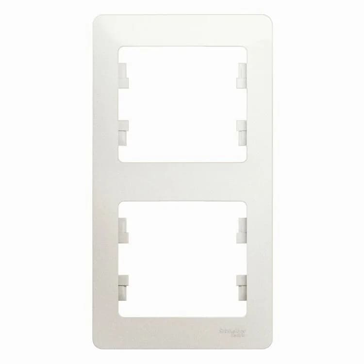 Рамка вертикальная двухместная (2-постовая) Systeme Electric (Schneider) Glossa, цвет перламутр