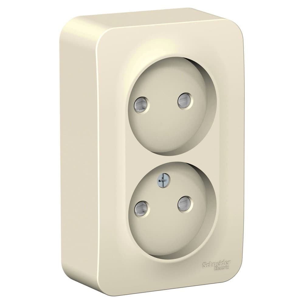 Розетка двойная без заземления с защитными шторками Systeme Electric Blanca BLNRA001212, цвет молочный, защита от детей, два разъема.