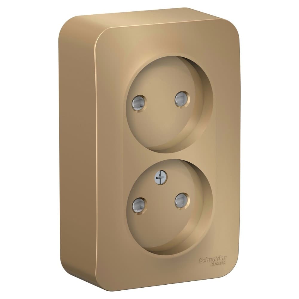 Розетка двойная без заземления с защитными шторками Systeme Electric Blanca BLNRA001214, цвет титан, защита от детей, два разъема.