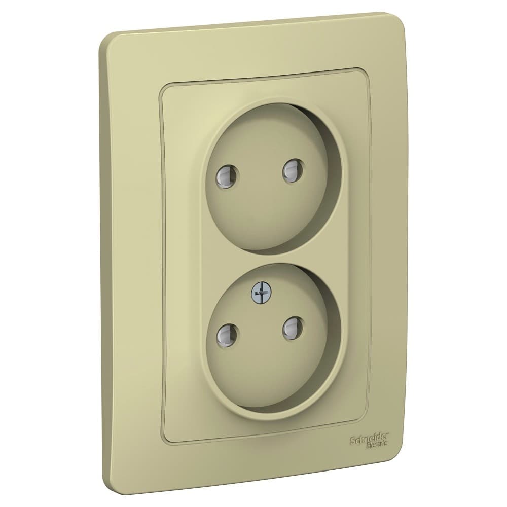 Розетка двойная без заземления с защитными шторками Schneider Electric Blanca бежевый BLNRS000127