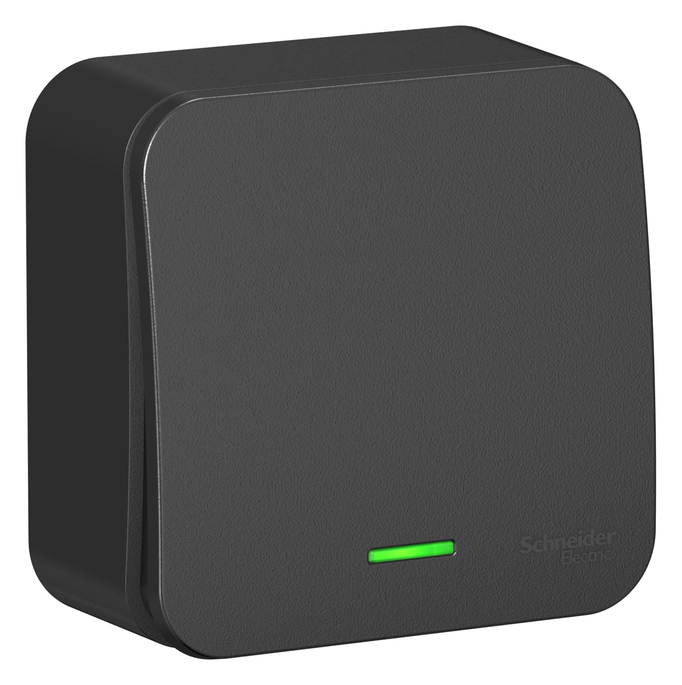 Выключатель одноклавишный проходной с подсветкой Systeme Electric Blanca BLNVA106116, цвет антрацит, световой индикатор, управление светом из двух мест.