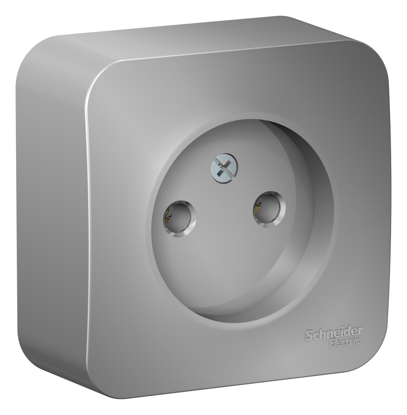 Розетка без заземления Systeme Electric Blanca BLNRA000113, цвет алюминий, для скрытого монтажа, металлизированный дизайн, серия Blanca.